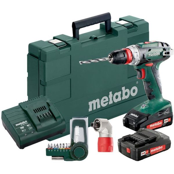 Metabo BS 18 QUICK SET Skruvdragare med bits batteri och laddare