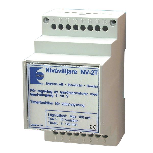 Extronic NV-2T Nivåväljare 1-10V med relä/timer