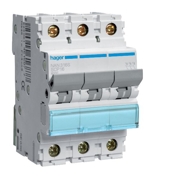 Hager NAN316S Dvärgbrytare 3-polig 10kA 16A