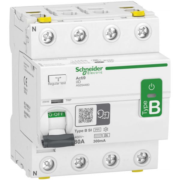 Schneider Electric Acti9 iID Jordfelsbrytare B-SI 4-polig 80A 300mA