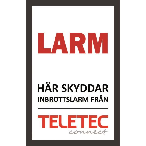 Teletec Connect 111853 Larmskylt skruvmontage 65 x 100 mm enkelsidig