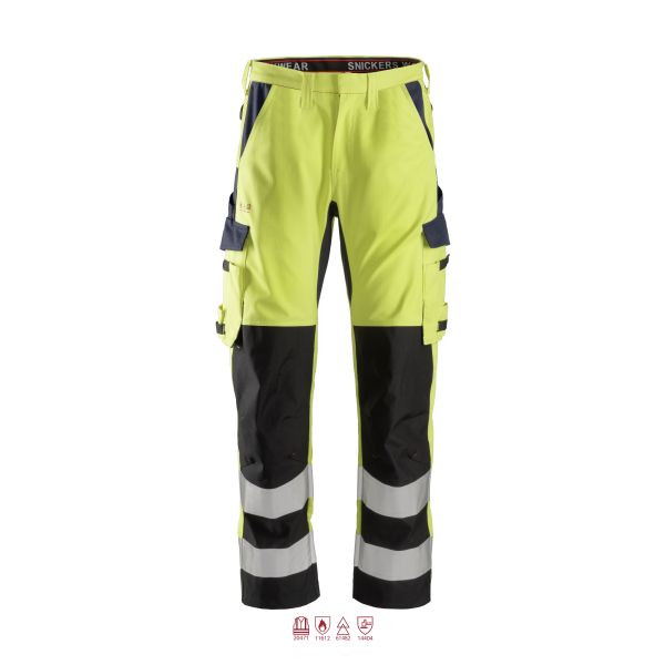 Snickers Workwear 6364 ProtecWork Arbetsbyxa varsel gul/marinblå 96