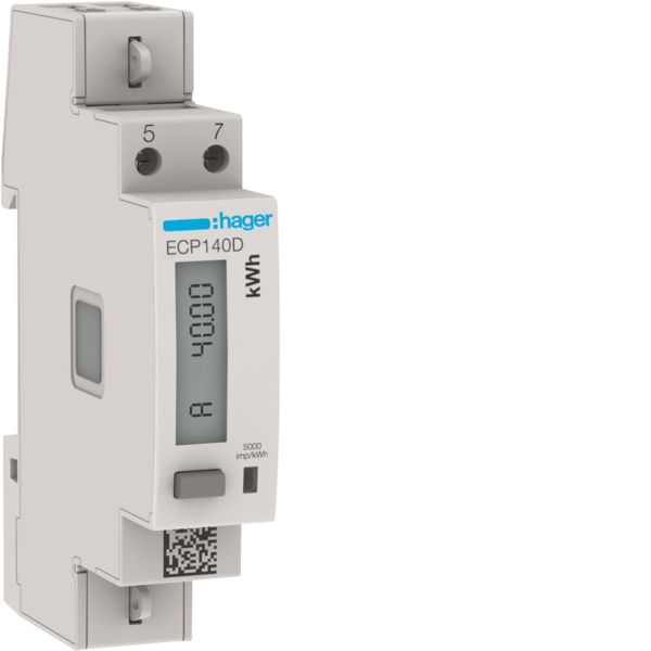 Hager ECP140D Energimätare 1-fas 40A direkt puls 92-276 V IP20