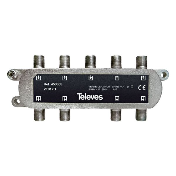 Televes VT812D Fördelare 5-1218 MHz F-anslutning 8-vägs