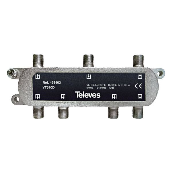 Televes VT610D Fördelare 5-1218 MHz F-anslutning 6-vägs