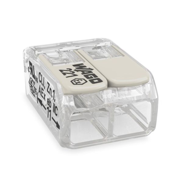 Wago 221-482 Kopplingsklämma transparent med låsspak 2 klämpositioner 100-pack