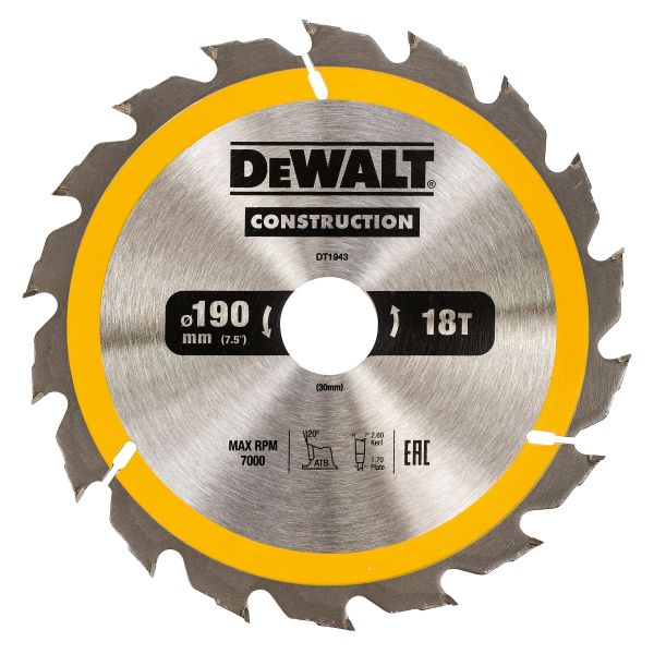 Dewalt DT1943-QZ Sågklinga 190 x 30 mm 18T