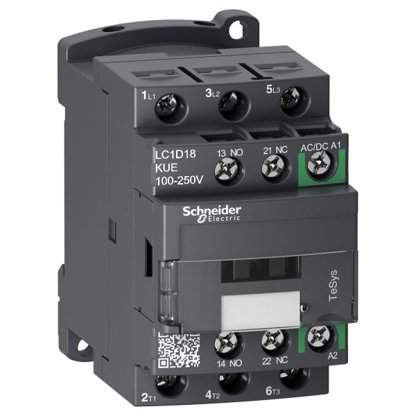 Schneider Electric LC1D18KUE Kontaktor 1 Öp + 1 Sl 18 A 100-250 V