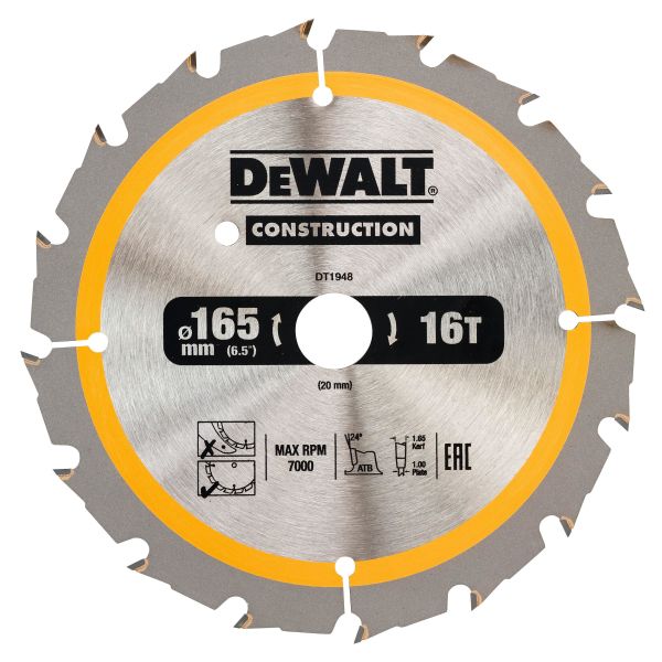 Dewalt DT1948-QZ Sågklinga 165 x 20 mm 16T