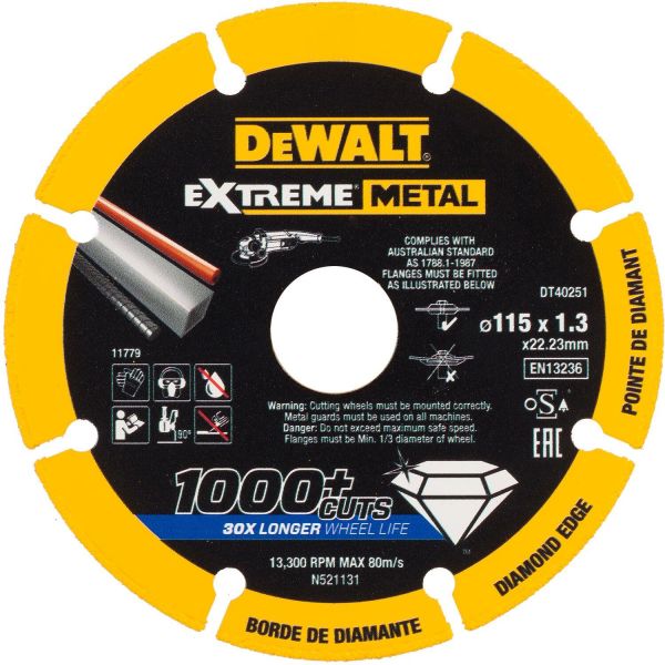 Dewalt DT40251-QZ Diamantkapskiva 1,3 mm 115 x 22,23 mm