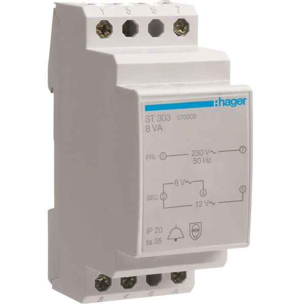 Hager ST303 Ringledstransformator 8/12V 8W