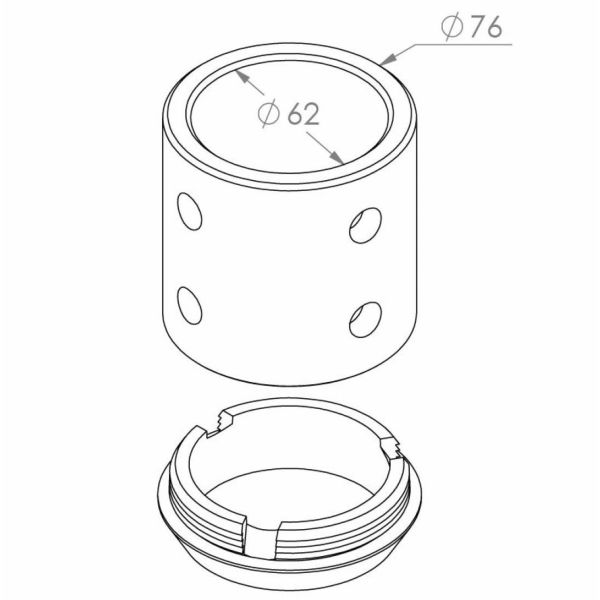 Norlys Sunnefjord 1509 Adapter Ø 76 mm till Ø 60 mm stolpe Grafit