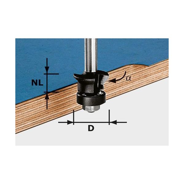 Festool HW S8 D24/0° +45° Fas- och kantfräs 8mm spindel