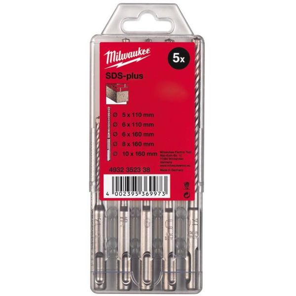 Milwaukee M2 4932352338 Hammarborrsats SDS-Plus 2-skärs 5 delar