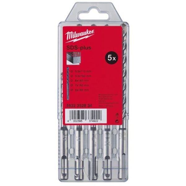 Milwaukee M2 4932352834 Hammarborrsats SDS-Plus 2-skärs 5 delar