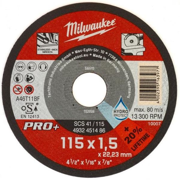 Milwaukee SCS 41 PRO+ Kapskiva 115×1,5 mm
