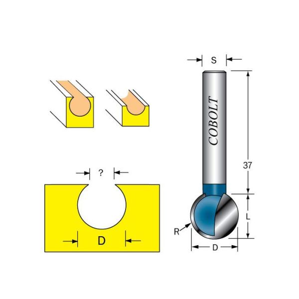 Cobolt 243-010 Kornischfräs D=10 L=10mm