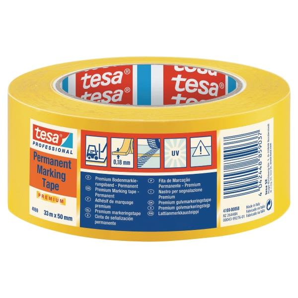 Tesa 4169 Golvmarkeringstejp PVC 33 m x 50 mm gul