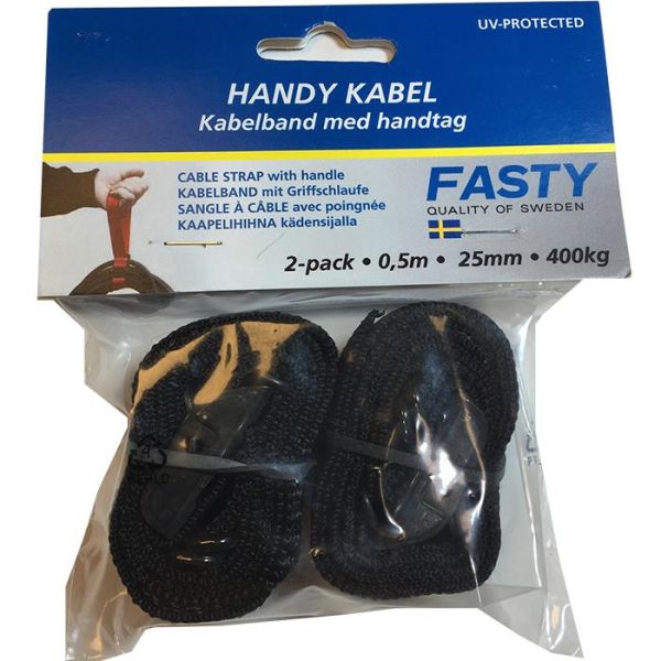 Fasty 162 Kabelband Svart Handtag 2-pack
