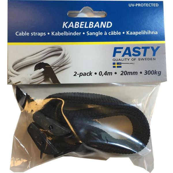 Fasty 163 Kabelband Svart Utan handtag 2-pack