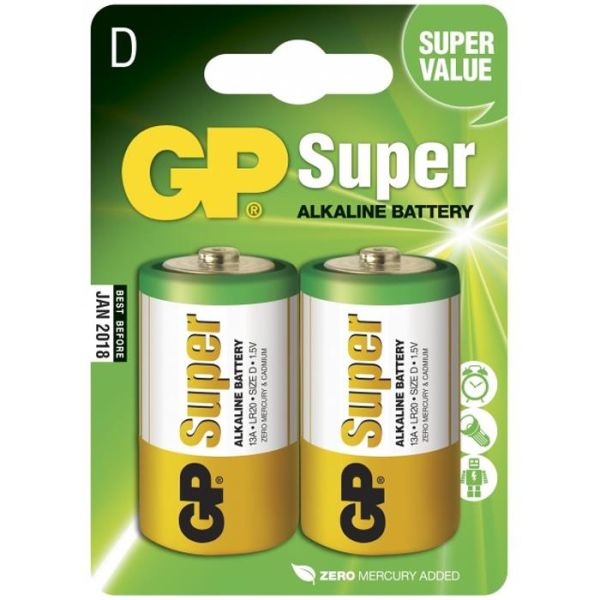 GP Batteries Super Alkaline 13A-U2/LR20 Batteri alkaliskt D 2-pack