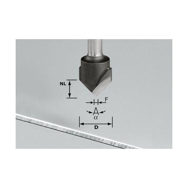 Festool HW S8 D18-90° V-notfräs aluminium 8mm spindel