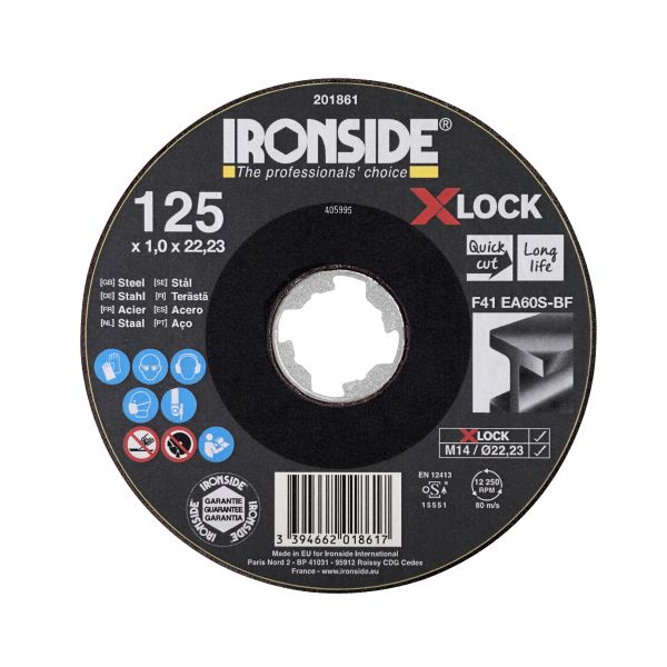Ironside 201861 Kapskiva 125 cm X-LOCK för stål F41 125x1x22,23 mm