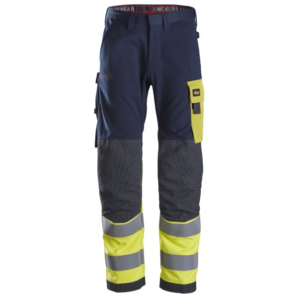 Snickers Workwear 6376 ProtecWork Arbetsbyxa marinblå/varsel gul C44
