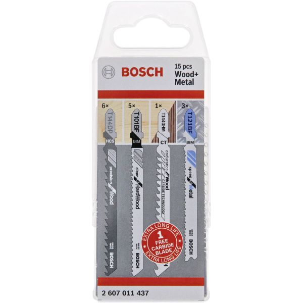 Bosch 2607011437 Sticksågsbladsats trä & metall 15-pack