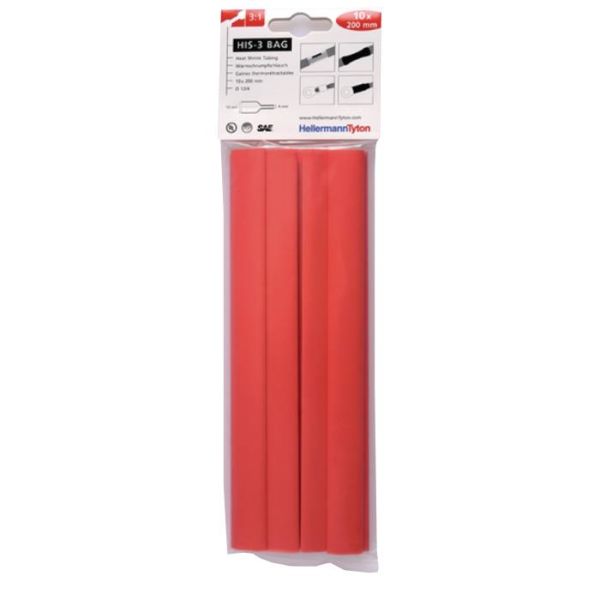 Hellermann Tyton HIS-3 Bag 12/4 Krympslang 12/4 x 200 mm 10-pack Röd