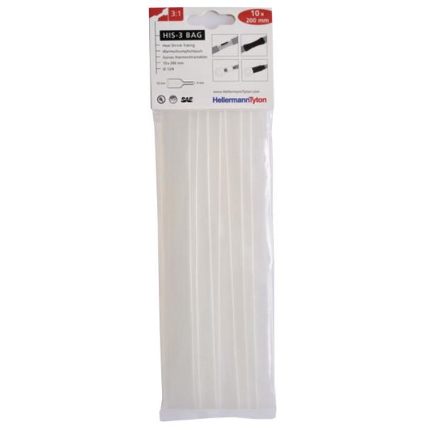 Hellermann Tyton HIS-3 Bag 12/4 Krympslang 12/4 x 200 mm 10-pack Transparent