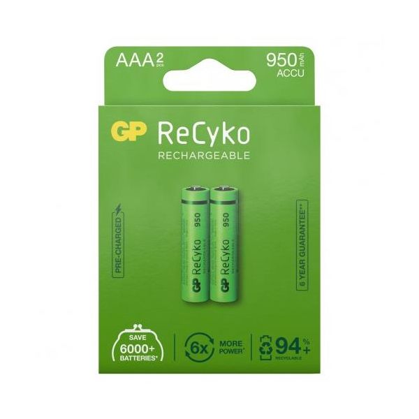 GP Batteries ReCyko 950 Batteri laddningsbart AAA 2-pack
