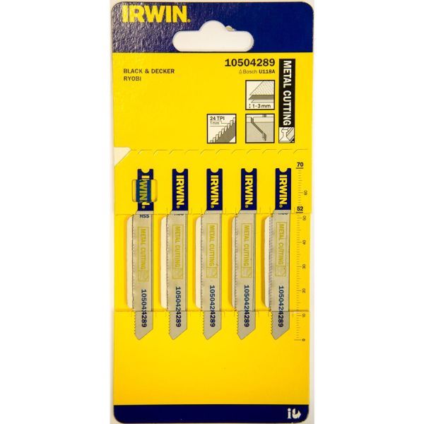 Irwin 10504289 Sticksågsblad 70 mm 24 TPI 5-pack