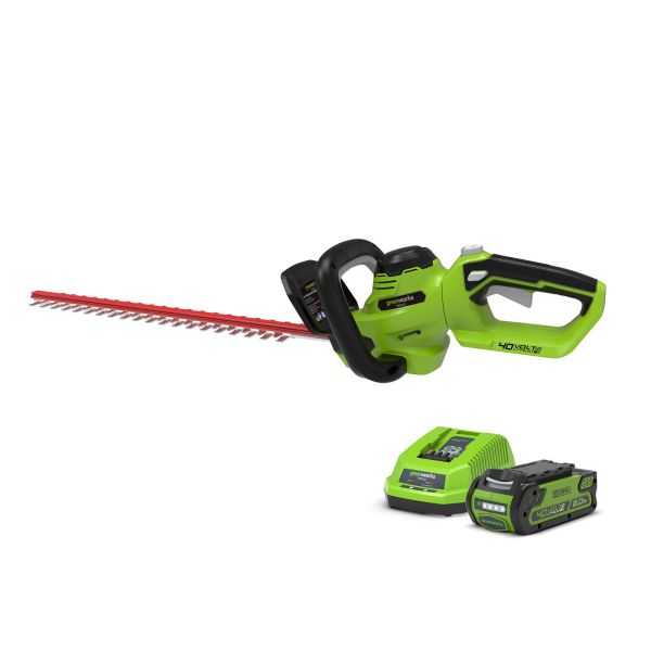 Greenworks G40HT61K2 Häcksax med batteri och laddare