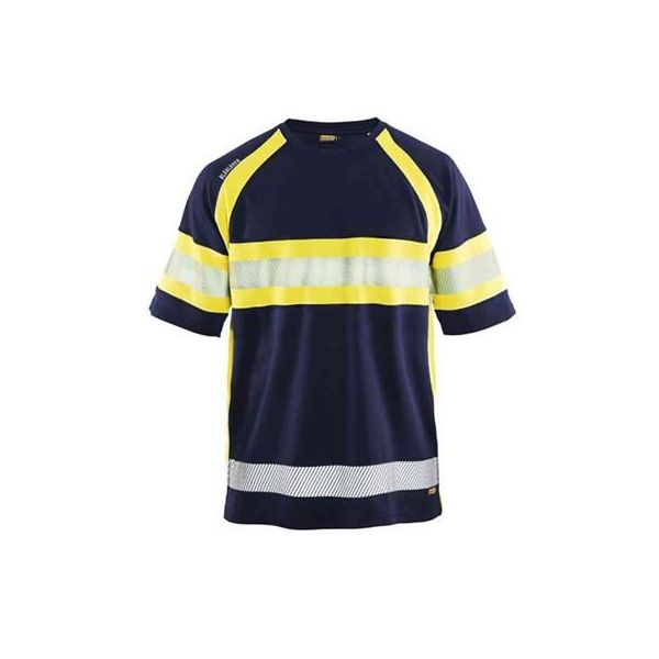 Blåkläder 333710518933XS T-shirt marinblå/varselgul UV-skyddad Stl XS