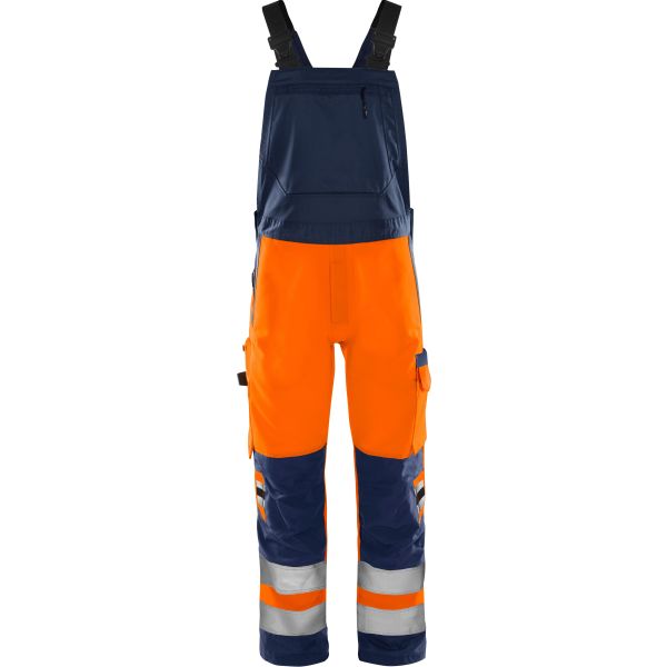 Fristads 1030 GPLU Hängselbyxa varsel orange/marinblå C56