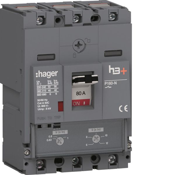 Hager HNS080DC Effektbrytare H3+ 40kA