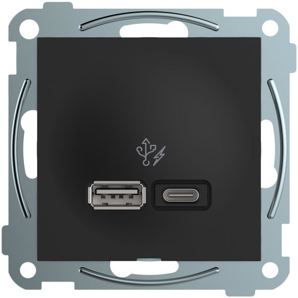 Elko EKO07233 Plus Ladduttag 2 x USB 1.5 A 3 A svart