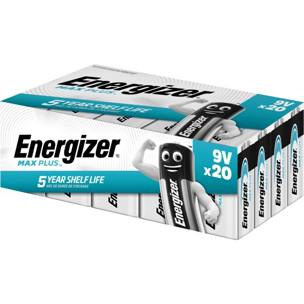 Energizer Max Plus Batteri alkaliskt 522 9 V 20-pack