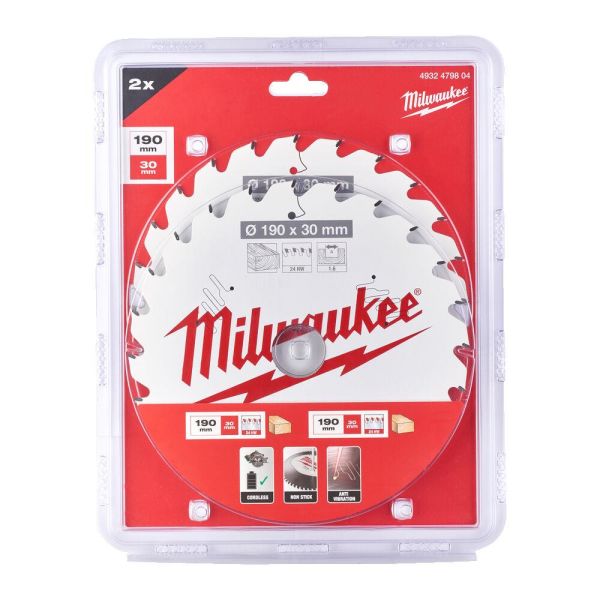 Milwaukee 4932479804 Sågklinga 190×30 mm 24T 2-pack