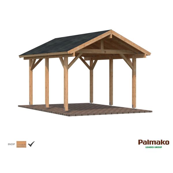 Palmako Robert Carport 16 m²/11,7 m² brun impregnerad