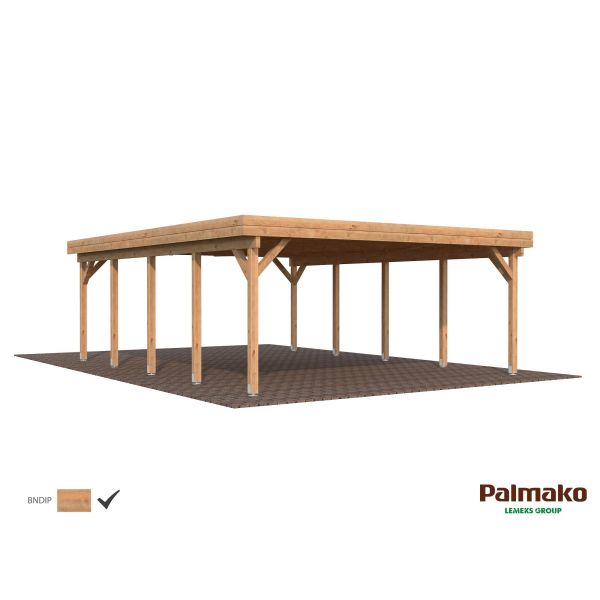 Palmako Karl Carport 45,7 m²/inv. 40,6 m² brun impregnerad