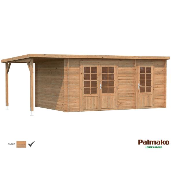 Palmako Ella Stuga 17,8 m²/inv. 13,1+3,9 m² utan golv brun impr.