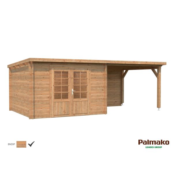 Palmako Ella Stuga 17,7 m²/inv. 8,7+8,2 m² utan golv brun impr.