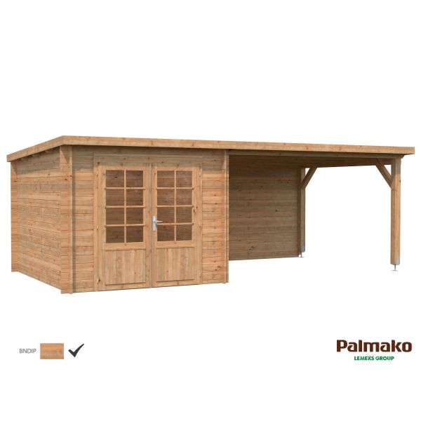 Palmako Ella Stuga 17,7 m²/inv. 6,9+10,0 m² utan golv brun impr.