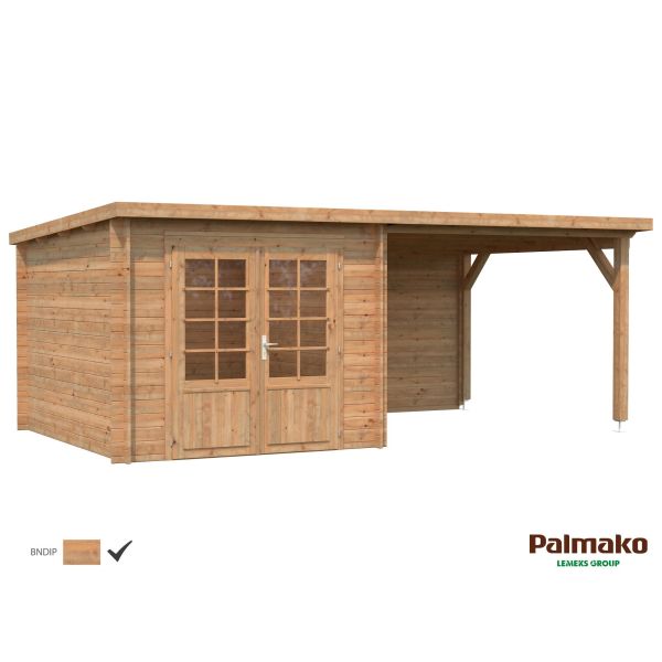 Palmako Ella Stuga 15,9 m²/inv. 6,9+8,2 m² utan golv brun impr.