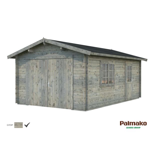 Palmako Roger Garage 19,8 m²/inv. 19 m² med port grå impr.