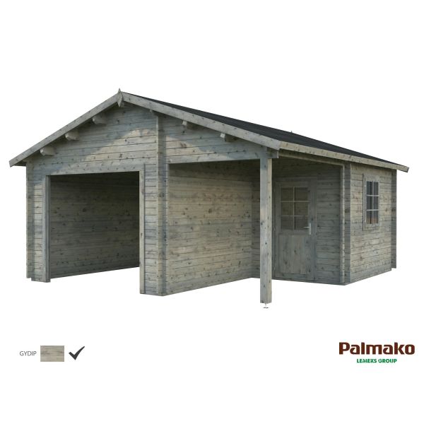 Palmako Roger Garage 28,1 m²/inv. 21,9+5,2 m² utan port grå impr.