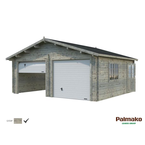 Palmako Roger Garage 29,3 m²/inv. 28,4 m² med port grå impr.
