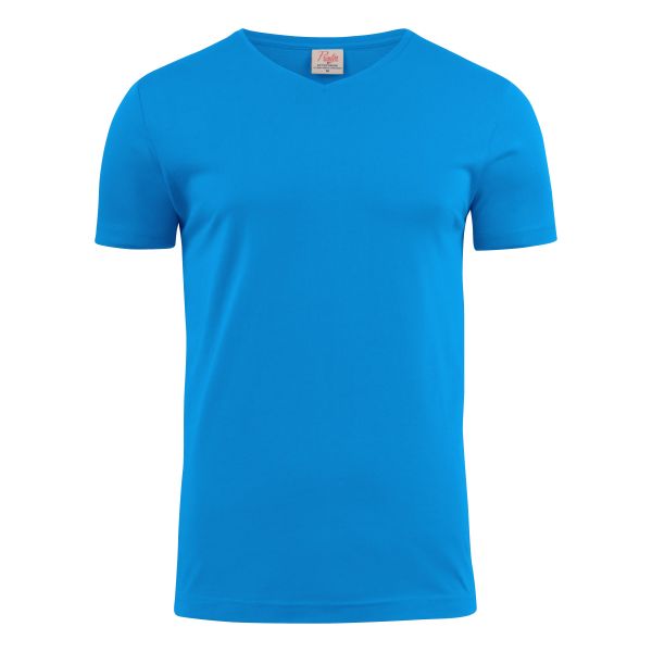 Printer Heavy V-neck T-shirt Oceanblå Oceanblå